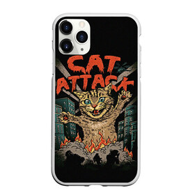 Чехол для iPhone 11 Pro матовый с принтом Нападение гигантского котика , Силикон |  | Тематика изображения на принте: attack | attacks | big | cat | cats | catzilla | city | cute | flame | flames | kaiju | kitten | kitty | атака | атакует | большой | город | кайдзю | катастрофа | кот | котенок | котзилла | котик | котострофа | милый | нападает | огонь | огро