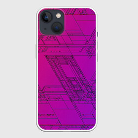 Чехол для iPhone 13 с принтом Аbstraction ,  |  | purple | абстрактный | абстракция | геометрический рисунок | геометрия | знаки | иерогливы | индиго | корея | кружево | лого | логотипы | надпись | неон | рисунок | с надписью | текст | текстура | узор
