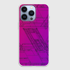 Чехол для iPhone 13 Pro с принтом Аbstraction ,  |  | purple | абстрактный | абстракция | геометрический рисунок | геометрия | знаки | иерогливы | индиго | корея | кружево | лого | логотипы | надпись | неон | рисунок | с надписью | текст | текстура | узор