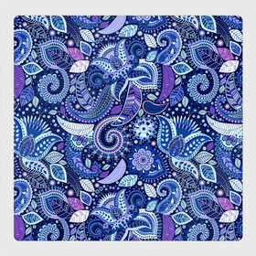 Магнитный плакат 3Х3 с принтом ВОСТОЧНЫЙ УЗОР , Полимерный материал с магнитным слоем | 9 деталей размером 9*9 см | восток | гжель | красивый | природа | синий | сказка | узор | фиолетовый | цветы