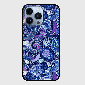 Чехол для iPhone 13 Pro с принтом ВОСТОЧНЫЙ УЗОР ,  |  | Тематика изображения на принте: восток | гжель | красивый | природа | синий | сказка | узор | фиолетовый | цветы