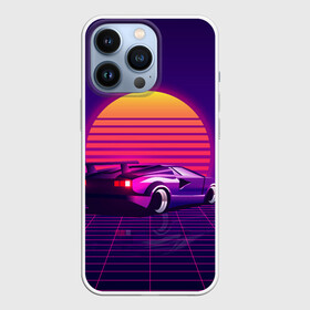 Чехол для iPhone 13 Pro с принтом Ретро Футуризм ,  |  | cyberpunk | lamborgini | retrowave | vaporwave | закат | киберпанк | лмборгини | машина | машина в закате | машина на фоне заката | ночь | ретро | ретро футуризм