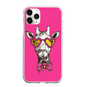 Чехол для iPhone 11 Pro Max матовый с принтом жираф в очках , Силикон |  | графика | животное | жираф | очки | ретро | рисунок жирафа | розовый | сердечки | солнечные очки | хипстер