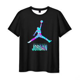Мужская футболка 3D с принтом Jordan , 100% полиэфир | прямой крой, круглый вырез горловины, длина до линии бедер | jordan | michael | nba | баскетбол | джорданмайкл | игра | легенда | майкл джордан | мяч | неон | футбол