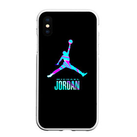 Чехол для iPhone XS Max матовый с принтом Jordan , Силикон | Область печати: задняя сторона чехла, без боковых панелей | jordan | michael | nba | баскетбол | джорданмайкл | игра | легенда | майкл джордан | мяч | неон | футбол