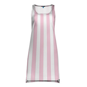 Платье-майка 3D с принтом Розовые линии , 100% полиэстер | полуприлегающий силуэт, широкие бретели, круглый вырез горловины, удлиненный подол сзади. | белый | линии | розовый | светло розовый | светлый