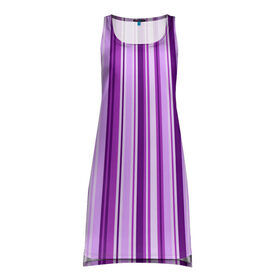 Платье-майка 3D с принтом Фиолетово-чёрные полосы , 100% полиэстер | полуприлегающий силуэт, широкие бретели, круглый вырез горловины, удлиненный подол сзади. | вертикальные полосы | вертикальный рисунок | линии | полосы | розовый | светлый | темный | фиолетовый | черный