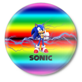 Значок с принтом SONIC RAINBOW ,  металл | круглая форма, металлическая застежка в виде булавки | hedgehog | metal sonic | silver | silver the hedgehog | sonic | sonic boom | sonic the hedgehog | ёж сонник | игры | соник | фильмы