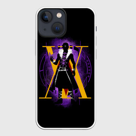 Чехол для iPhone 13 mini с принтом HH желтый на фиолетовом ,  |  | alluka | anime | chrollo | gon | hisoka | hunter | hunter x hunter | hxh | japan | kalluto | killua | kurapika | lucilfer | x | аниме | гон | куроро | люцифер | мульт | охотник | х | хисока | япония