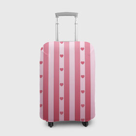 Чехол для чемодана 3D с принтом Валентинова нежность , 86% полиэфир, 14% спандекс | двустороннее нанесение принта, прорези для ручек и колес | белый | день святого валентина | красный | линии | любовь | полосы | розовый | сердце