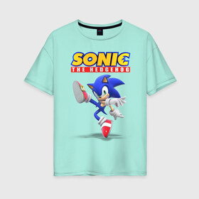 Женская футболка хлопок Oversize с принтом Sonic the hedgehog , 100% хлопок | свободный крой, круглый ворот, спущенный рукав, длина до линии бедер
 | sega | sonic | ёж соник | сега | соник