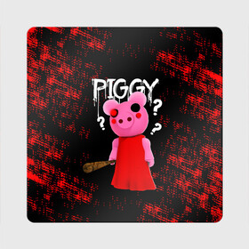 Магнит виниловый Квадрат с принтом ROBLOX PIGGY - СВИНКА ПИГГИ , полимерный материал с магнитным слоем | размер 9*9 см, закругленные углы | Тематика изображения на принте: pig | piggy | roblox | игра | компьютерная игра | логотип | онлайн | онлайн игра | пигги | поросенок | роблакс | роблокс | свинка | свинья