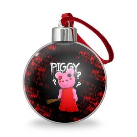 Ёлочный шар с принтом ROBLOX PIGGY - СВИНКА ПИГГИ , Пластик | Диаметр: 77 мм | pig | piggy | roblox | игра | компьютерная игра | логотип | онлайн | онлайн игра | пигги | поросенок | роблакс | роблокс | свинка | свинья