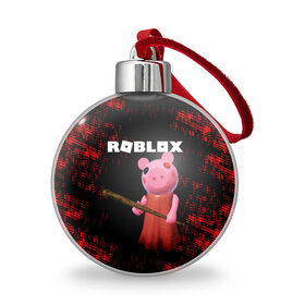 Ёлочный шар с принтом ROBLOX PIGGY - СВИНКА ПИГГИ , Пластик | Диаметр: 77 мм | Тематика изображения на принте: pig | piggy | roblox | игра | компьютерная игра | логотип | онлайн | онлайн игра | пигги | поросенок | роблакс | роблокс | свинка | свинья