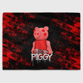 Плед 3D с принтом ROBLOX PIGGY - СВИНКА ПИГГИ , 100% полиэстер | закругленные углы, все края обработаны. Ткань не мнется и не растягивается | pig | piggy | roblox | игра | компьютерная игра | логотип | онлайн | онлайн игра | пигги | поросенок | роблакс | роблокс | свинка | свинья