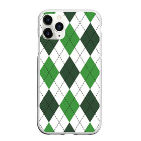 Чехол для iPhone 11 Pro Max матовый с принтом Зелёные ромбы , Силикон |  | Тематика изображения на принте: белый | геометрические фигуры | зеленый | пунктир | ромб | ромбы | тёмный