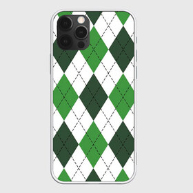 Чехол для iPhone 12 Pro Max с принтом Зелёные ромбы , Силикон |  | Тематика изображения на принте: белый | геометрические фигуры | зеленый | пунктир | ромб | ромбы | тёмный
