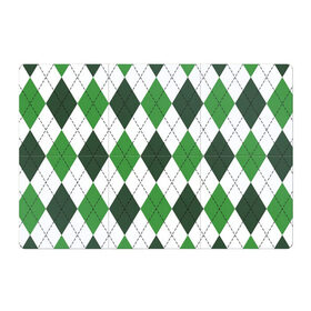 Магнитный плакат 3Х2 с принтом Зелёные ромбы , Полимерный материал с магнитным слоем | 6 деталей размером 9*9 см | Тематика изображения на принте: белый | геометрические фигуры | зеленый | пунктир | ромб | ромбы | тёмный
