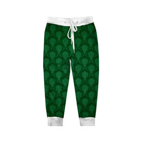 Детские брюки 3D с принтом Готические зелёные цветы , 100% полиэстер | манжеты по низу, эластичный пояс регулируется шнурком, по бокам два кармана без застежек, внутренняя часть кармана из мелкой сетки | Тематика изображения на принте: готика | зеленый | светлый | темный | цветы