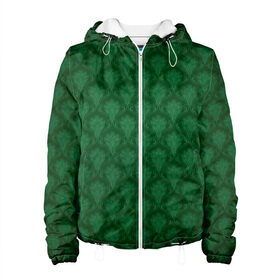 Женская куртка 3D с принтом Готические зелёные цветы , ткань верха — 100% полиэстер, подклад — флис | прямой крой, подол и капюшон оформлены резинкой с фиксаторами, два кармана без застежек по бокам, один большой потайной карман на груди. Карман на груди застегивается на липучку | готика | зеленый | светлый | темный | цветы
