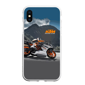 Чехол для iPhone XS Max матовый с принтом KTM Racing team , Силикон | Область печати: задняя сторона чехла, без боковых панелей | clouds | ktm | motorcycle | mountains | nature | racer | racing | route | sky | team | гонщик | горы | мотоцикл | небо | облака | природа | трасса