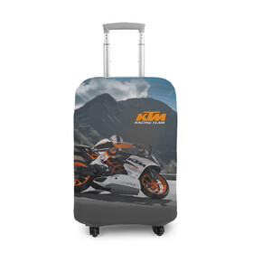Чехол для чемодана 3D с принтом KTM Racing team , 86% полиэфир, 14% спандекс | двустороннее нанесение принта, прорези для ручек и колес | clouds | ktm | motorcycle | mountains | nature | racer | racing | route | sky | team | гонщик | горы | мотоцикл | небо | облака | природа | трасса