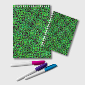 Блокнот с принтом Зелёная спираль , 100% бумага | 48 листов, плотность листов — 60 г/м2, плотность картонной обложки — 250 г/м2. Листы скреплены удобной пружинной спиралью. Цвет линий — светло-серый
 | зелёный | рисунок | спираль | тёмный