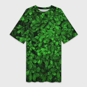 Платье-футболка 3D с принтом Свежая трава ,  |  | Тематика изображения на принте: арт | зелёный | светлый | тёмный | четкий