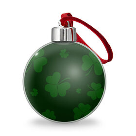 Ёлочный шар с принтом Клевер , Пластик | Диаметр: 77 мм | арт | зеленый | клевер | рисунок | темный | удача