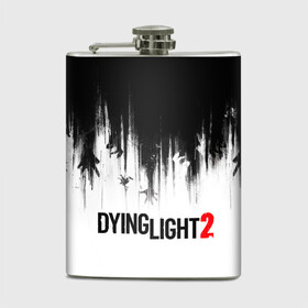 Фляга с принтом Dying Light 2 , металлический корпус | емкость 0,22 л, размер 125 х 94 мм. Виниловая наклейка запечатывается полностью | Тематика изображения на принте: 2 | 2021 | dying light | light | logo | techland | игра | красный | кровь | лого | логотип