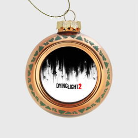 Стеклянный ёлочный шар с принтом Dying Light 2 , Стекло | Диаметр: 80 мм | 2 | 2021 | dying light | light | logo | techland | игра | красный | кровь | лого | логотип