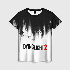 Женская футболка 3D с принтом Dying Light 2 , 100% полиэфир ( синтетическое хлопкоподобное полотно) | прямой крой, круглый вырез горловины, длина до линии бедер | 2 | 2021 | dying light | light | logo | techland | игра | красный | кровь | лого | логотип