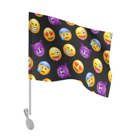 Флаг для автомобиля с принтом Emoji , 100% полиэстер | Размер: 30*21 см | school | пенал | прикольный пенал | смайлы | школа | школьный пенал | эмодзи