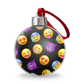 Ёлочный шар с принтом Emoji , Пластик | Диаметр: 77 мм | school | пенал | прикольный пенал | смайлы | школа | школьный пенал | эмодзи