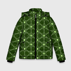 Зимняя куртка для мальчиков 3D с принтом Зеленые звёзды , ткань верха — 100% полиэстер; подклад — 100% полиэстер, утеплитель — 100% полиэстер | длина ниже бедра, удлиненная спинка, воротник стойка и отстегивающийся капюшон. Есть боковые карманы с листочкой на кнопках, утяжки по низу изделия и внутренний карман на молнии. 

Предусмотрены светоотражающий принт на спинке, радужный светоотражающий элемент на пуллере молнии и на резинке для утяжки | Тематика изображения на принте: вертикальный рисунок | звёзды | зеленый | отражение | темный