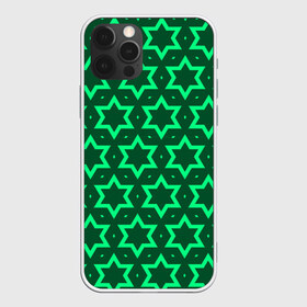Чехол для iPhone 12 Pro Max с принтом Звезда Давида , Силикон |  | Тематика изображения на принте: вертикальный рисунок | звезда | звезда давида | звёзды | звезды давида | зеленый | зеленый узор | светлый | тёмный | узор