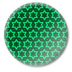 Значок с принтом Звезда Давида ,  металл | круглая форма, металлическая застежка в виде булавки | Тематика изображения на принте: вертикальный рисунок | звезда | звезда давида | звёзды | звезды давида | зеленый | зеленый узор | светлый | тёмный | узор