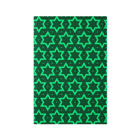 Обложка для паспорта матовая кожа с принтом Звезда Давида , натуральная матовая кожа | размер 19,3 х 13,7 см; прозрачные пластиковые крепления | вертикальный рисунок | звезда | звезда давида | звёзды | звезды давида | зеленый | зеленый узор | светлый | тёмный | узор