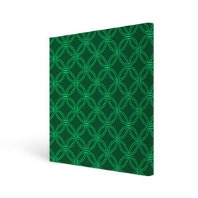 Холст квадратный с принтом Зелёный узор , 100% ПВХ |  | геометрические фигуры | зеленый | круг | ромб | светлый | темный | узор