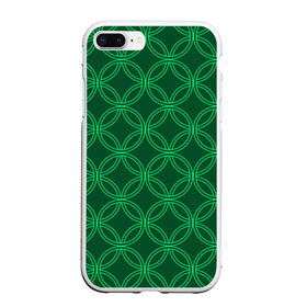 Чехол для iPhone 7Plus/8 Plus матовый с принтом Зелёный узор , Силикон | Область печати: задняя сторона чехла, без боковых панелей | геометрические фигуры | зеленый | круг | ромб | светлый | темный | узор