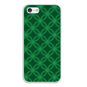 Чехол для iPhone 5/5S матовый с принтом Зелёный узор , Силикон | Область печати: задняя сторона чехла, без боковых панелей | геометрические фигуры | зеленый | круг | ромб | светлый | темный | узор