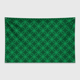 Флаг-баннер с принтом Зелёный узор , 100% полиэстер | размер 67 х 109 см, плотность ткани — 95 г/м2; по краям флага есть четыре люверса для крепления | геометрические фигуры | зеленый | круг | ромб | светлый | темный | узор