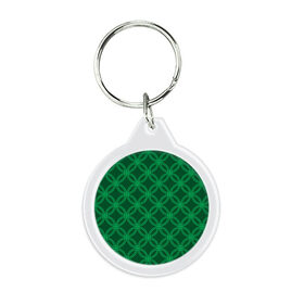 Брелок круглый с принтом Зелёный узор , пластик и полированная сталь | круглая форма, металлическое крепление в виде кольца | геометрические фигуры | зеленый | круг | ромб | светлый | темный | узор