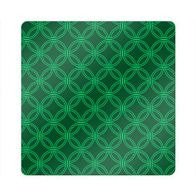 Магнит виниловый Квадрат с принтом Зелёный узор , полимерный материал с магнитным слоем | размер 9*9 см, закругленные углы | геометрические фигуры | зеленый | круг | ромб | светлый | темный | узор
