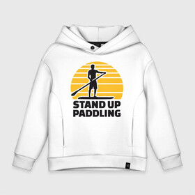 Детское худи Oversize хлопок с принтом Stand up paddling , френч-терри — 70% хлопок, 30% полиэстер. Мягкий теплый начес внутри —100% хлопок | боковые карманы, эластичные манжеты и нижняя кромка, капюшон на магнитной кнопке | Тематика изображения на принте: serfing | sup serfing | sup серфинг | сап серфинг | серфинг