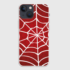 Чехол для iPhone 13 mini с принтом Паутина ,  |  | арт | белый | красный | паутина | рисунок | сетка | соты