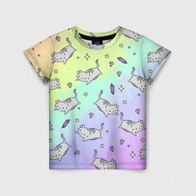 Детская футболка 3D с принтом КАВАЙНЫЕ КОТИКИ , 100% гипоаллергенный полиэфир | прямой крой, круглый вырез горловины, длина до линии бедер, чуть спущенное плечо, ткань немного тянется | animal | cat | cute | pet | аниме | животное | кавай | киса | кот | котэ | милое