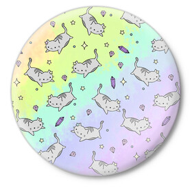 Значок с принтом КАВАЙНЫЕ КОТИКИ ,  металл | круглая форма, металлическая застежка в виде булавки | animal | cat | cute | pet | аниме | животное | кавай | киса | кот | котэ | милое