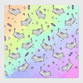 Магнитный плакат 3Х3 с принтом КАВАЙНЫЕ КОТИКИ , Полимерный материал с магнитным слоем | 9 деталей размером 9*9 см | Тематика изображения на принте: animal | cat | cute | pet | аниме | животное | кавай | киса | кот | котэ | милое