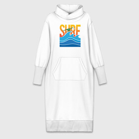 Платье удлиненное хлопок с принтом SURF DINO ,  |  | dino | summer | surf | волны | дино | динозавр | лето | море | серфинг